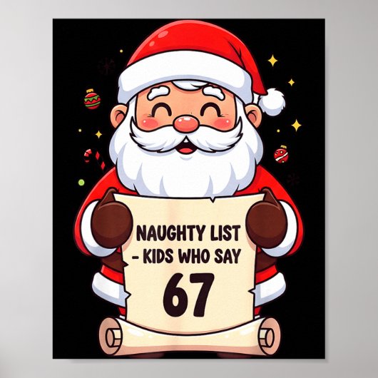 Naughty List Kids Who Say 67 Funny Teacher Christm ポスター (正面)
