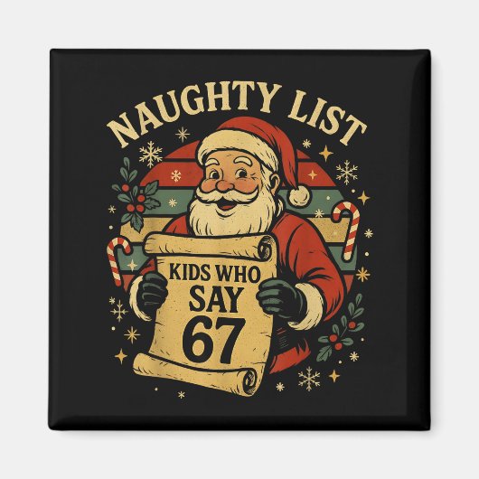 Naughty List Kids Who Say 67 Funny Teacher Christm マグネット (正面)