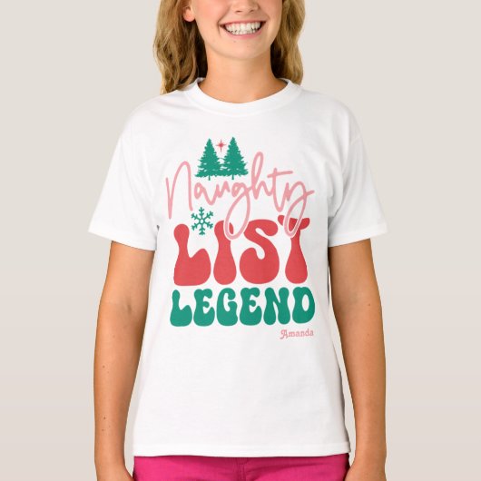 Naughty List Legend – Funny Personalized Christmas Tシャツ (正面)