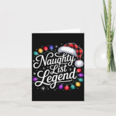 Naughty List Legend Xmas Lights Buffalo Plaid Red  カード (正面)