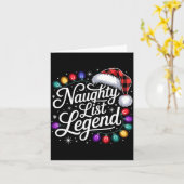 Naughty List Legend Xmas Lights Buffalo Plaid Red カード (黄色い花)