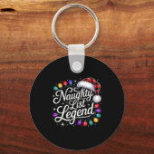 Naughty List Legend Xmas Lights Buffalo Plaid Red  キーホルダー (正面)