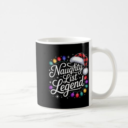 Naughty List Legend Xmas Lights Buffalo Plaid Red  コーヒーマグカップ (右)