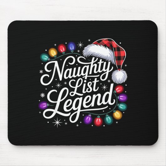 Naughty List Legend Xmas Lights Buffalo Plaid Red  マウスパッド (正面)
