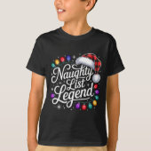 Naughty List Legend Xmas Lights Buffalo Plaid Red Tシャツ (正面)