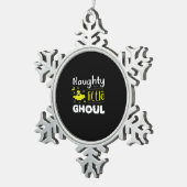 Naughty Little Ghoul Funny Halloween Design スノーフレークピューターオーナメント (右)