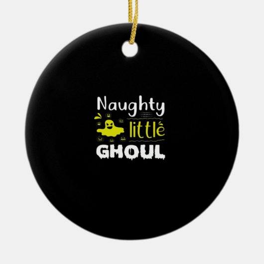 Naughty Little Ghoul Funny Halloween Design セラミックオーナメント (正面)