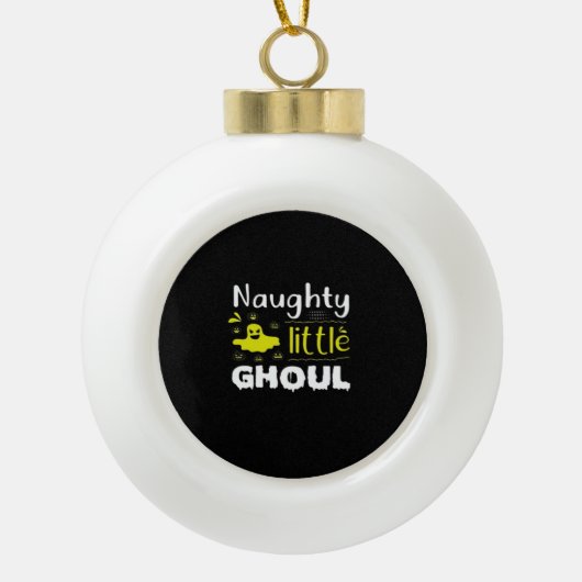 Naughty Little Ghoul Funny Halloween Design セラミックボールオーナメント (正面)