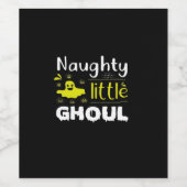 Naughty Little Ghoul Funny Halloween Design ワインラベル (シングルラベル)