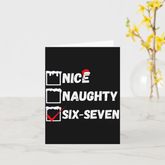 Naughty Nice 67 Christmas Checklist Fun Six Seven  カード (黄色い花)