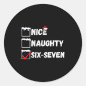 Naughty Nice 67 Christmas Checklist Fun Six Seven  ラウンドシール (正面)