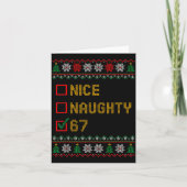 Naughty Nice 6 7 Funny Brainrot Meme Ugly Xmas Six カード (正面)