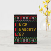 Naughty Nice 6 7 Funny Brainrot Meme Ugly Xmas Six カード (黄色い花)