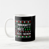 Naughty Nice 6-7 Funny Brainrot Meme Ugly Xmas Six コーヒーマグカップ (左)