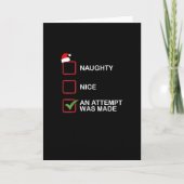 Naughty Nice Attempt Made Funny Christmas List カード (正面)