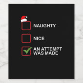 Naughty Nice Attempt Made Funny Christmas List  ワインラベル (シングルラベル)