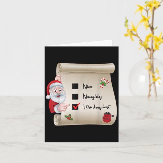 Naughty Nice Checklist I Tried My  カード (黄色い花)