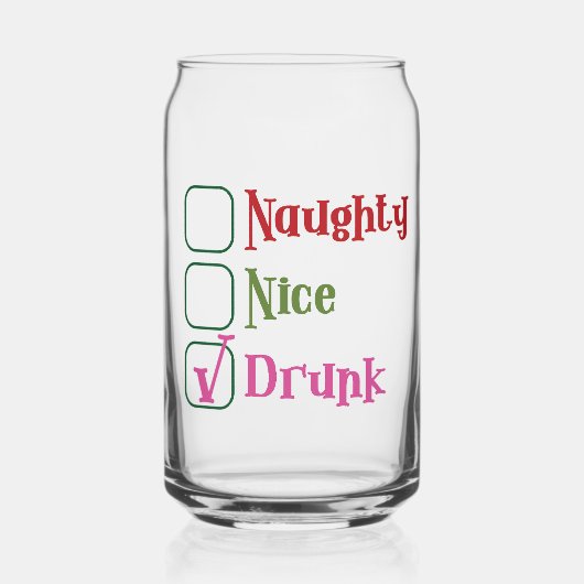 Naughty Nice Drunk Funny Holiday Christmas ガラス缶 (正面)