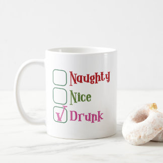 Naughty Nice Drunk Funny Holiday Christmas Mug コーヒーマグカップ
