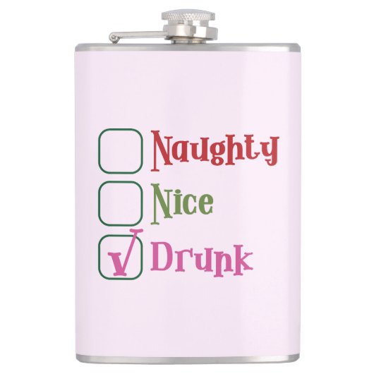 Naughty Nice Drunk Funny Holiday Christmas Mug フラスク (正面)