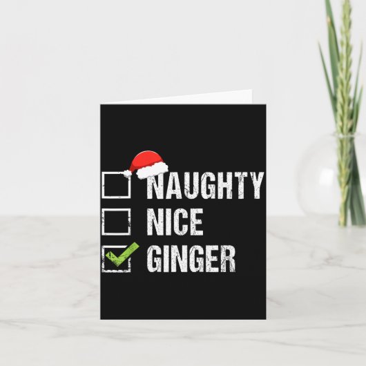 Naughty Nice Ginger Redhead Santa Hat Irish Christ カード (正面)