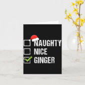 Naughty Nice Ginger Redhead Santa Hat Irish Christ カード (黄色い花)