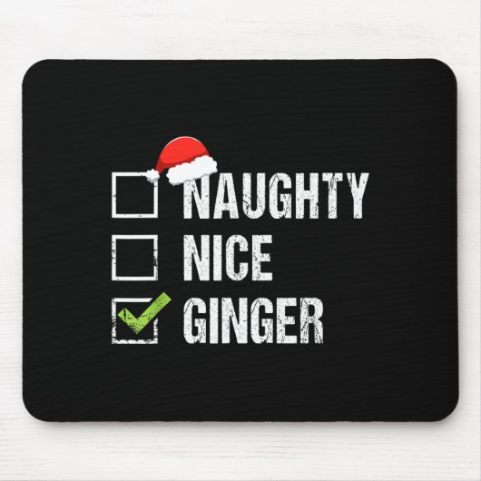 Naughty Nice Ginger Redhead Santa Hat Irish Christ マウスパッド (正面)