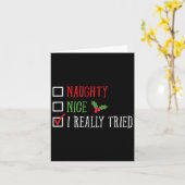Naughty Nice I Really Tried Funny Christmas List カード (黄色い花)