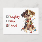 Naughty Nice I Tried Holiday Puppy シーズンポストカード (正面)