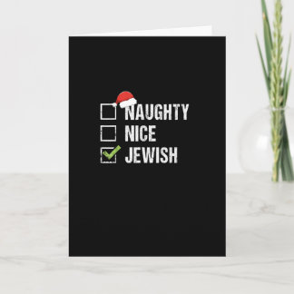 Naughty Nice Jewish Santa Christmas カード