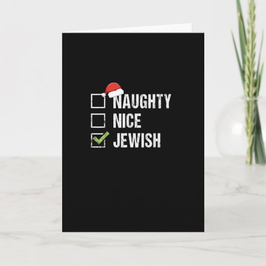 Naughty Nice Jewish Santa Christmas  カード (正面)