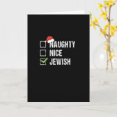 Naughty Nice Jewish Santa Christmas  カード (黄色い花)