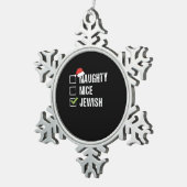 Naughty Nice Jewish Santa Christmas   スノーフレークピューターオーナメント (右)