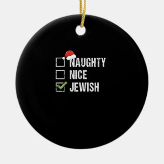 Naughty Nice Jewish Santa Christmas セラミックオーナメント