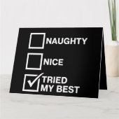 Naughty Nice List Tried My Best Santa Funny Xmas カード (正面)