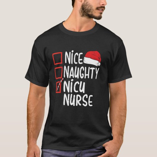 Naughty Nice Nicu Nurse Christmas Pajamas  Santa H Tシャツ (正面)