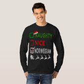 Naughty Nice Norwegian Christmas Pajamas Funny San Tシャツ (正面フル)