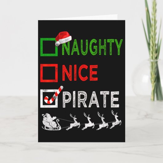 Naughty Nice Pirate Christmas Pajamas Funny Santa カード (正面)