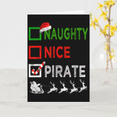 Naughty Nice Pirate Christmas Pajamas Funny Santa カード (黄色い花)