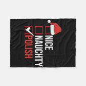 Naughty Nice Polish Funny Poland Christmas Santa G フリースブランケット (正面(横))