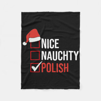 Naughty Nice Polish Funny Poland Christmas Santa G フリースブランケット