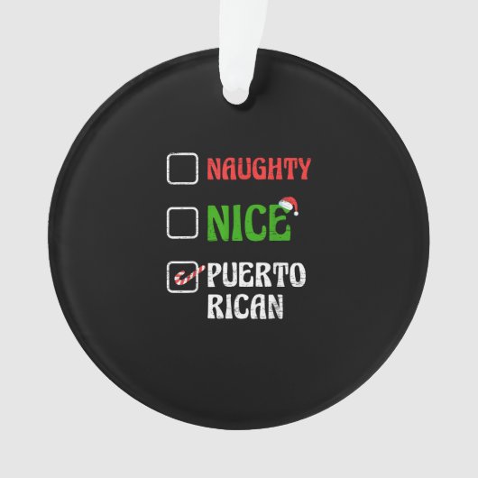Naughty Nice Puertorican Santa Holiday Sweet オーナメント (正面)