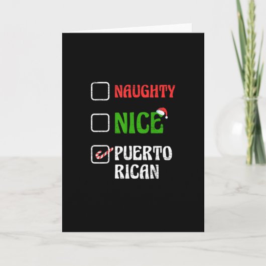 Naughty Nice Puertorican Santa Holiday Sweet カード (正面)