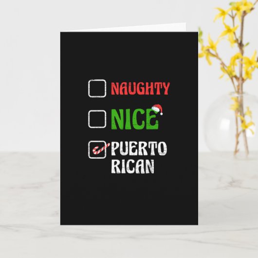 Naughty Nice Puertorican Santa Holiday Sweet カード (黄色い花)