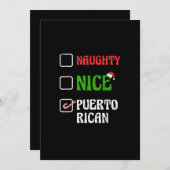 Naughty Nice Puertorican Santa Holiday Sweet シーズンカード (正面/裏面)