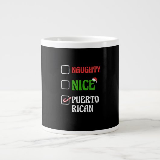 Naughty Nice Puertorican Santa Holiday Sweet  ジャンボコーヒーマグカップ (正面)