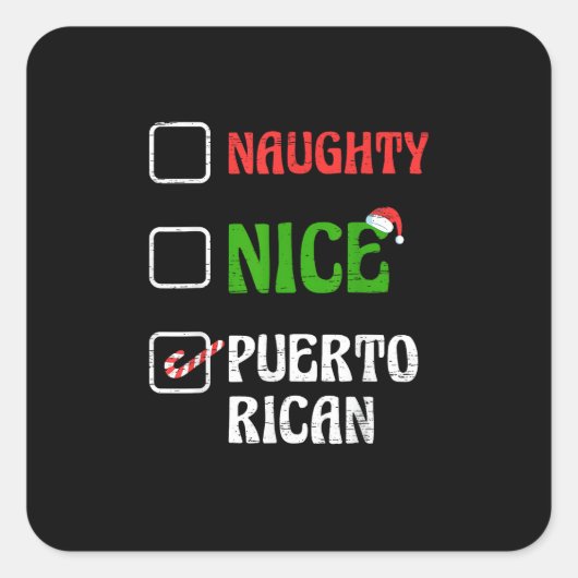 Naughty Nice Puertorican Santa Holiday Sweet スクエアシール (正面)