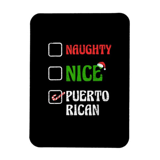 Naughty Nice Puertorican Santa Holiday Sweet  マグネット (縦)