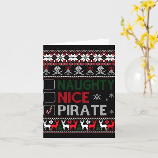 Naughty Nice Rate Funny Christmas Checklist Ugly T カード (黄色い花)