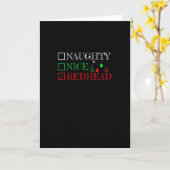Naughty Nice Redhead Christmas Funny Holiday カード (黄色い花)
